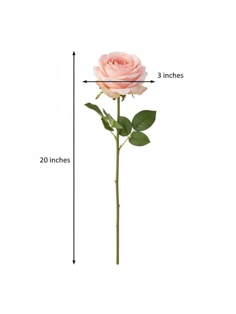 Blush Pink Artificial Roses Set Of 3 Fake Flower Stems Silk Roses Long Stem Wedd
